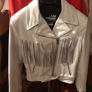 Vintage white leather jacket - size 16